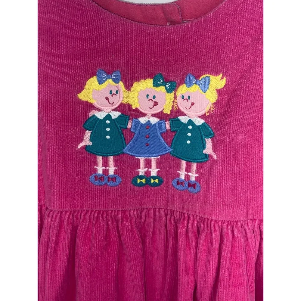 Vintage Fast Friends‎ Girl’s Pink Corduroy Girls Dress Size 4 Button Up Back USA